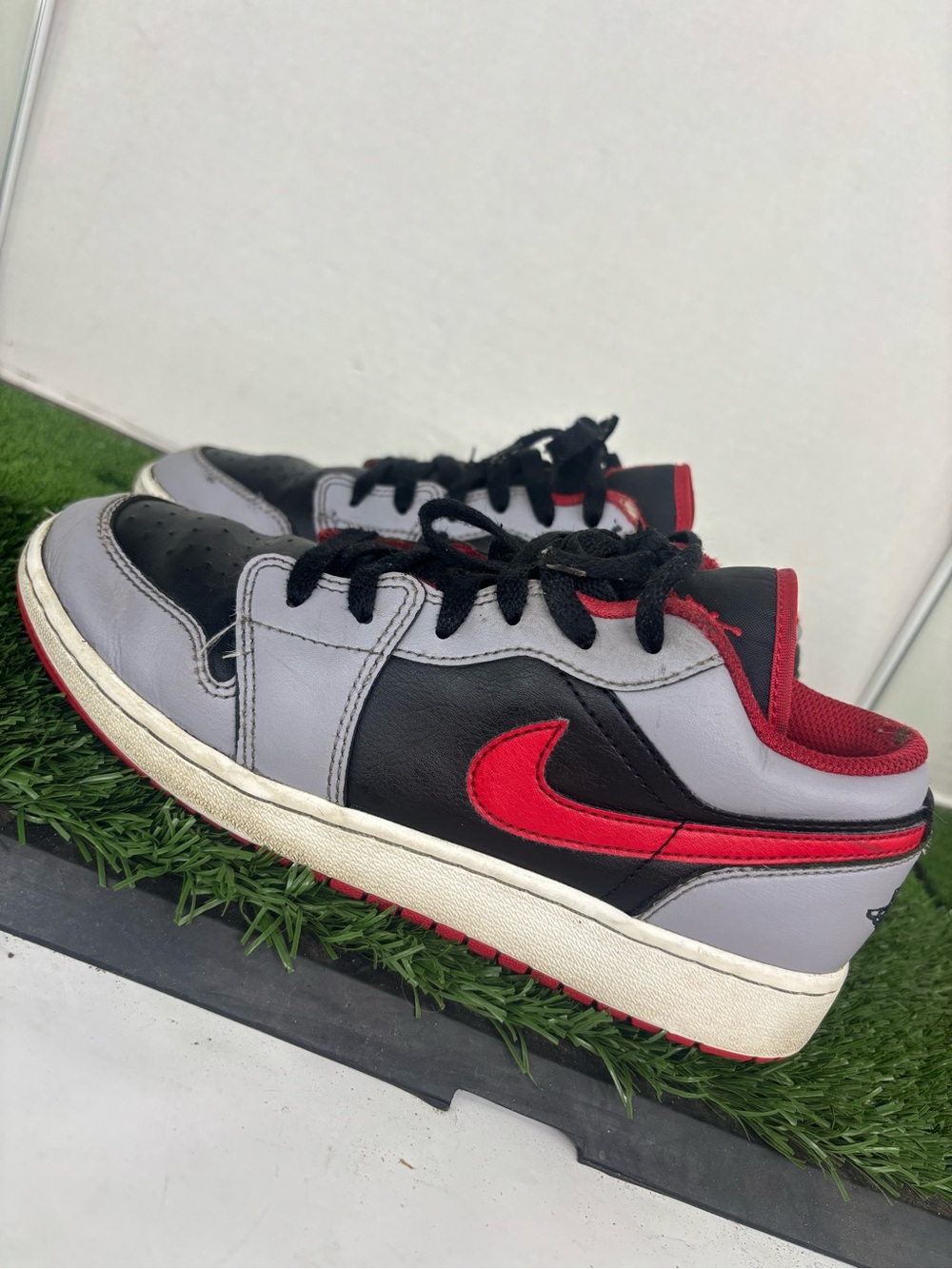 Jordan Air Jordan 1 Low Black Fire Red Cement Grey Size 5.5Y